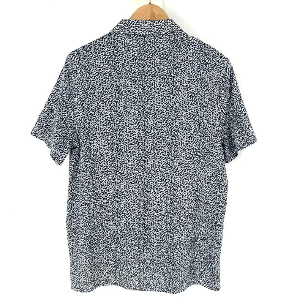 Michael Kors Polo Shirt Mens Size L Short Sleeve Blue Abstract Camo Print - Picture 2 of 13